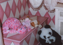 Wall Art by Allyson, Pink Harlequin, diamond wainscotting, decorative painting, faux chair rail, decorative girls room